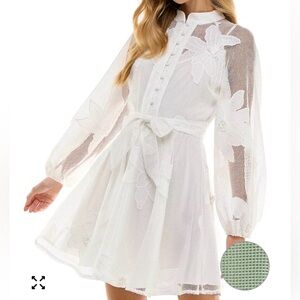 Seni & Cade Juniors Jacquard Meshed Lined Dress in White NWT